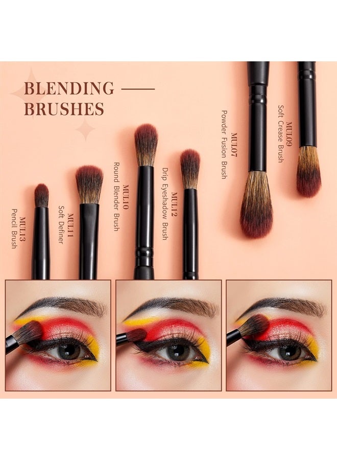 Jessup Eye Brushes Set, Vegan Makeup Brushes with Concealer Powder Eyeshadow Blending Eyeliner Spoolie Brush, 16pcs Premium Synthetic Black Cosmetic Brush T272 - Image 1