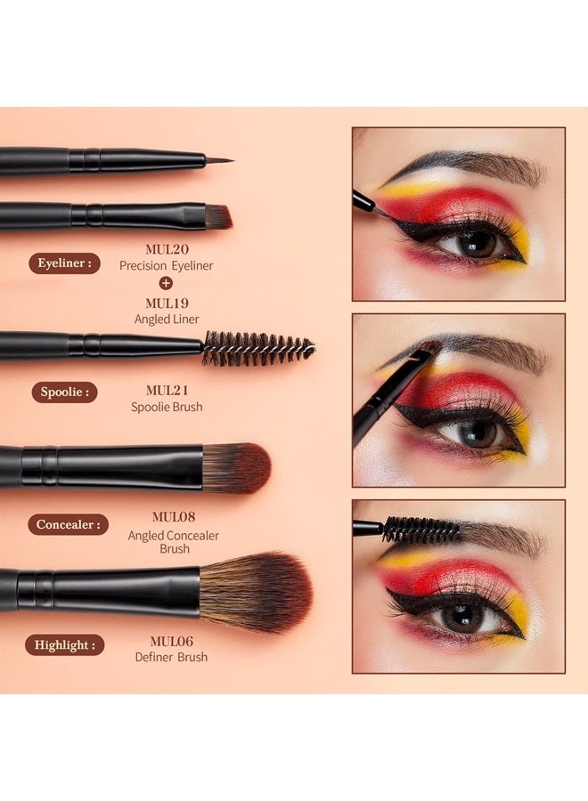 Jessup Eye Brushes Set, Vegan Makeup Brushes with Concealer Powder Eyeshadow Blending Eyeliner Spoolie Brush, 16pcs Premium Synthetic Black Cosmetic Brush T272 - Image 2