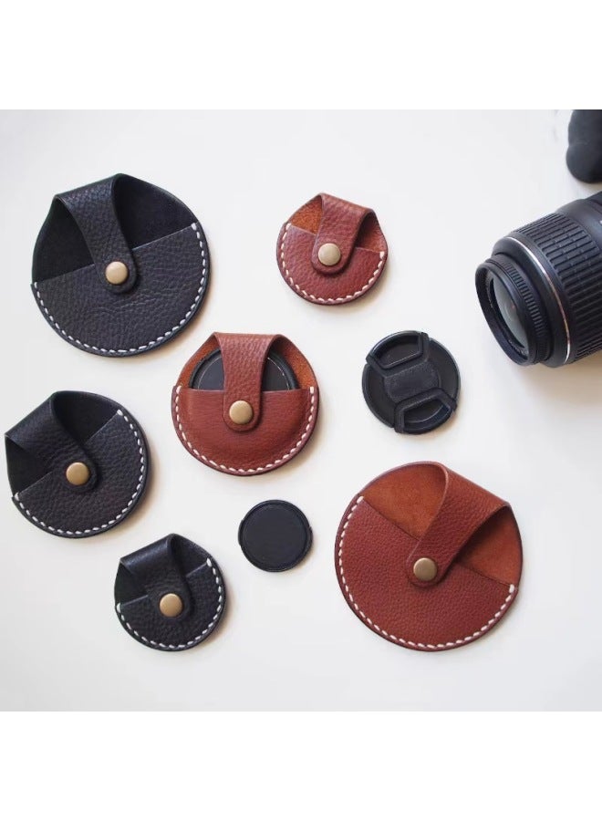 Digital Camera Lens Cover Protective Cover Pu Leather Portable Lens Cover Dust Filter Cover Protective Cover Memory Card Cover-Color:Brown  - Image 2