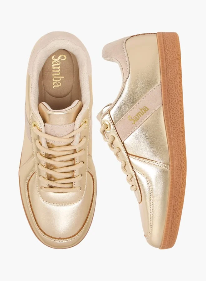 سامبا حذاء رياضي نسائي بأربطة وتفاصيل دانتيل