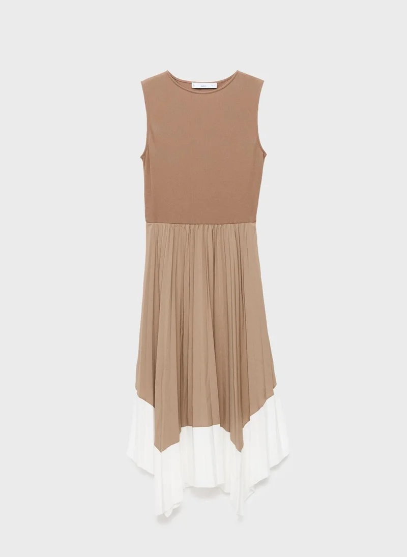 MANGO Combined Pleated Dress