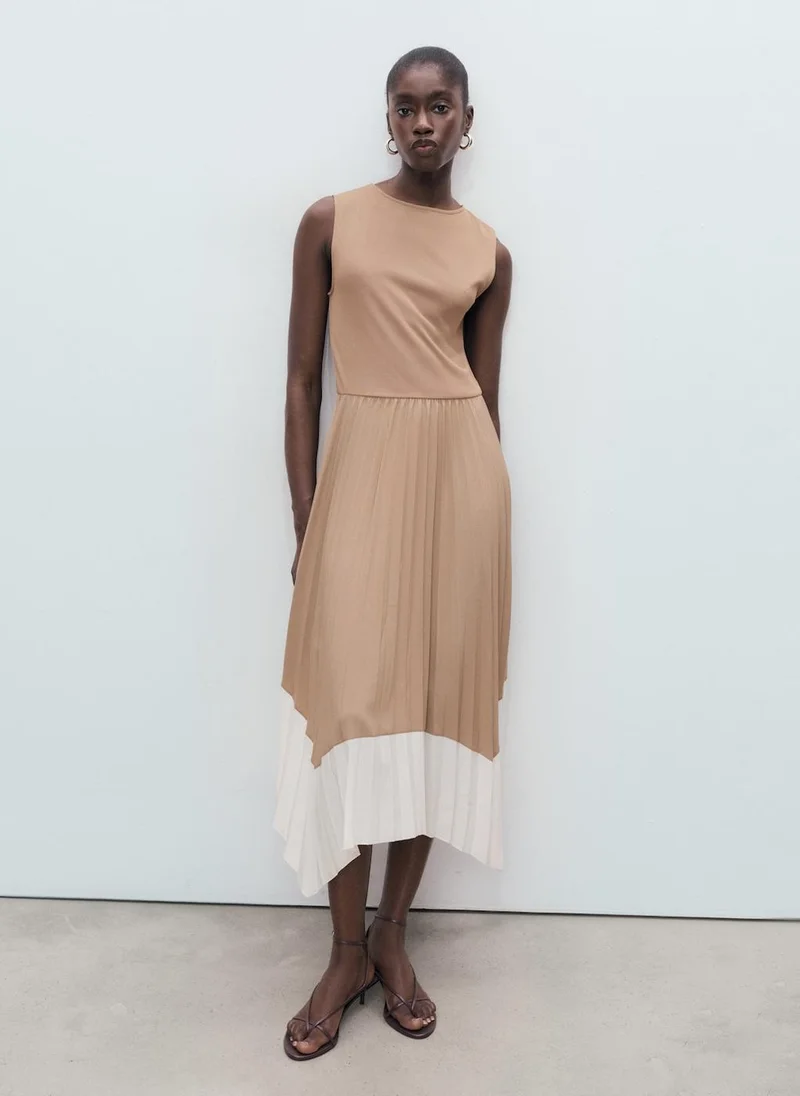 MANGO Combined Pleated Dress