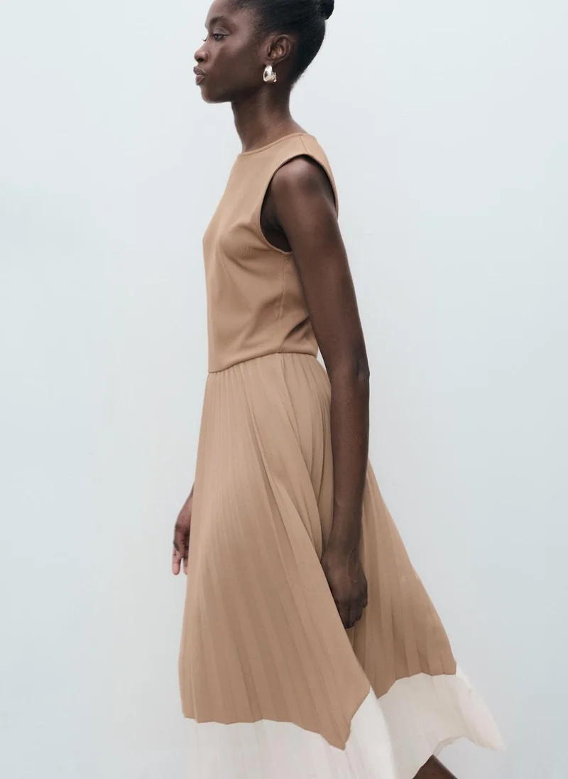 MANGO Combined Pleated Dress