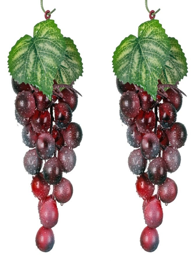 Bairdish 2 Bunches Red Rubber Grapes Artificial Grape Fake Grapes Lifelike Artificial Fruits for Party Pub Cabinet Ornament Home Garden Wedding Decoration Photography Props (24 Grains 6.5 Inches Long) - Image 1