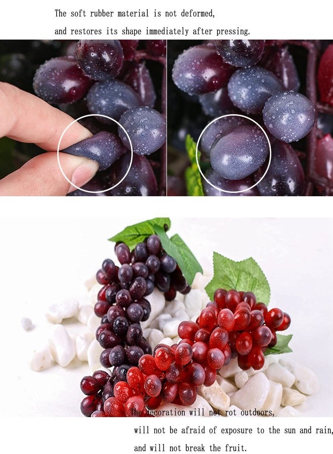 Bairdish 2 Bunches Red Rubber Grapes Artificial Grape Fake Grapes Lifelike Artificial Fruits for Party Pub Cabinet Ornament Home Garden Wedding Decoration Photography Props (24 Grains 6.5 Inches Long) - Image 4