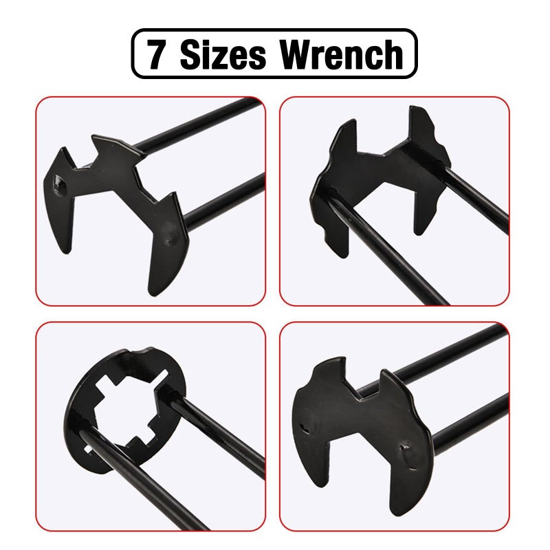 Kitchenassist 2Pcs Basin Wrench Multifunctional Sink Wrench 7 Sizes Faucet Tool Four-Jaw Hex Spanner Universal Plumbers Tool For Tight Spaces Kitchen Bathroom Home - Image 5