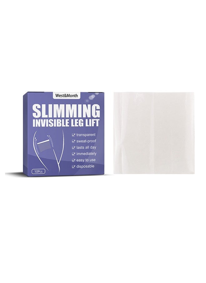 West&Month - 10Pcs Thigh Lift Tape Transparent lifting Adhesive Bandage Patch for Leg Body Sagging Skin Fat Anti Chafing Ultra Thin Inner Paste Waterproof Pad Disposable Shaping Leg Lifting Stickers - Image 1