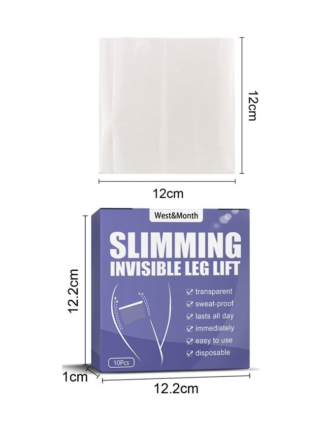 West&Month - 10Pcs Thigh Lift Tape Transparent lifting Adhesive Bandage Patch for Leg Body Sagging Skin Fat Anti Chafing Ultra Thin Inner Paste Waterproof Pad Disposable Shaping Leg Lifting Stickers - Image 1