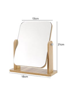 Generic Wooden 360-degree Rotating Vanity Mirrors Portable Detachable Bedroom Mirror, Portable Desktop Mirror, Makeup Mirror, Framed Mirror Design, Bedroom Mirror 13*18*21CM  - Image 1