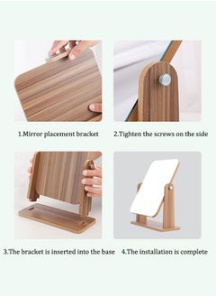 Generic Wooden 360-degree Rotating Vanity Mirrors Portable Detachable Bedroom Mirror, Portable Desktop Mirror, Makeup Mirror, Framed Mirror Design, Bedroom Mirror 13*18*21CM  - Image 5