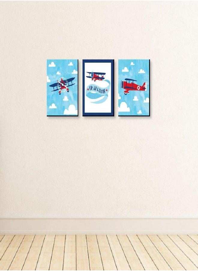 Big Dot of Happiness Big Dot of Happiness Taking Flight - Airplane - Vintage Plane Baby Boy Nursery Wall Art and Kids Room Decorations - Gift Ideas - 7.5 x 10 inches - Set of 3 Prints  - Image 2