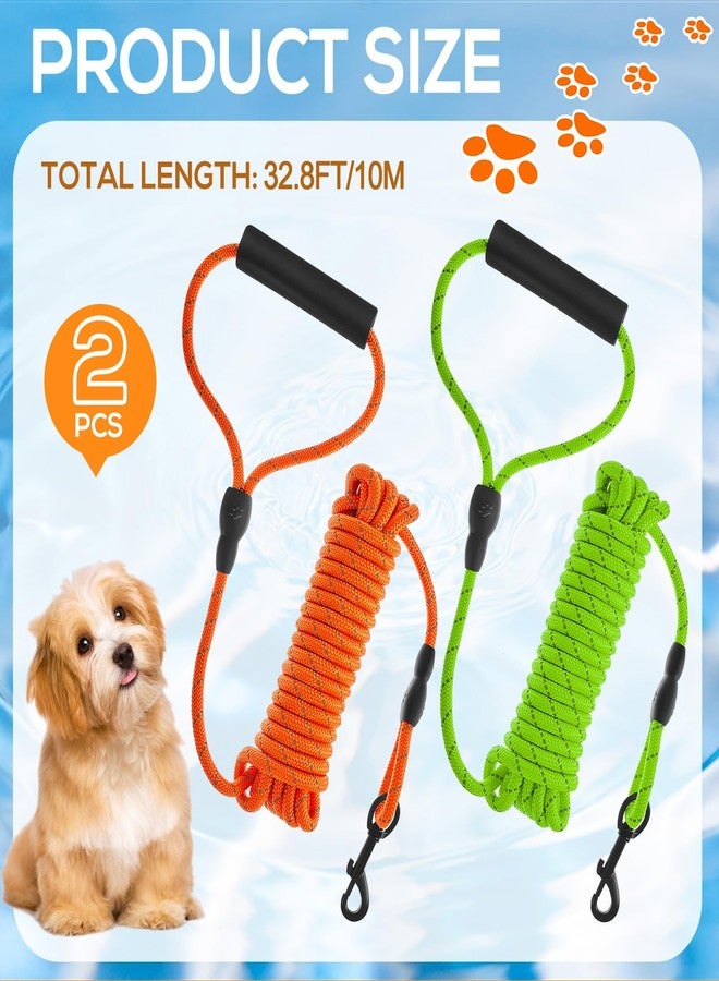 Ribbonlic 2 Pack Floating Dog Leash for Swimming 32.8ft Long Dog Training Leash Reflective Rope with Soft Padded Handle & Swivel Hook Heavy Duty Waterproof Lead for Small Medium Large Dogs - Image 2