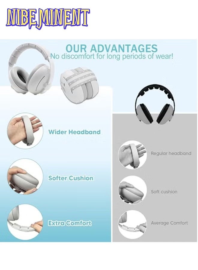 NIBEMINENT Baby Soundproof Earmuffs, 2 In 1 Baby Head-Mounted Ear Defenders, Baby Ear Protection Noise Cancelling Headphones, for 3-24 Months Baby and Toddler Sleeping Studying - Image 4
