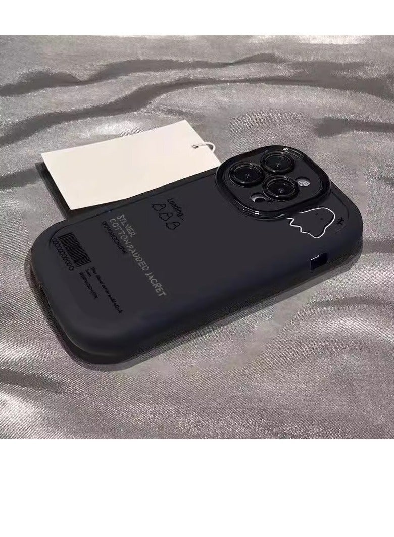 NIBEMINENT Minimalistic Little Ghost Protective TPU Case Cover For iPhone 16 Plus, Black