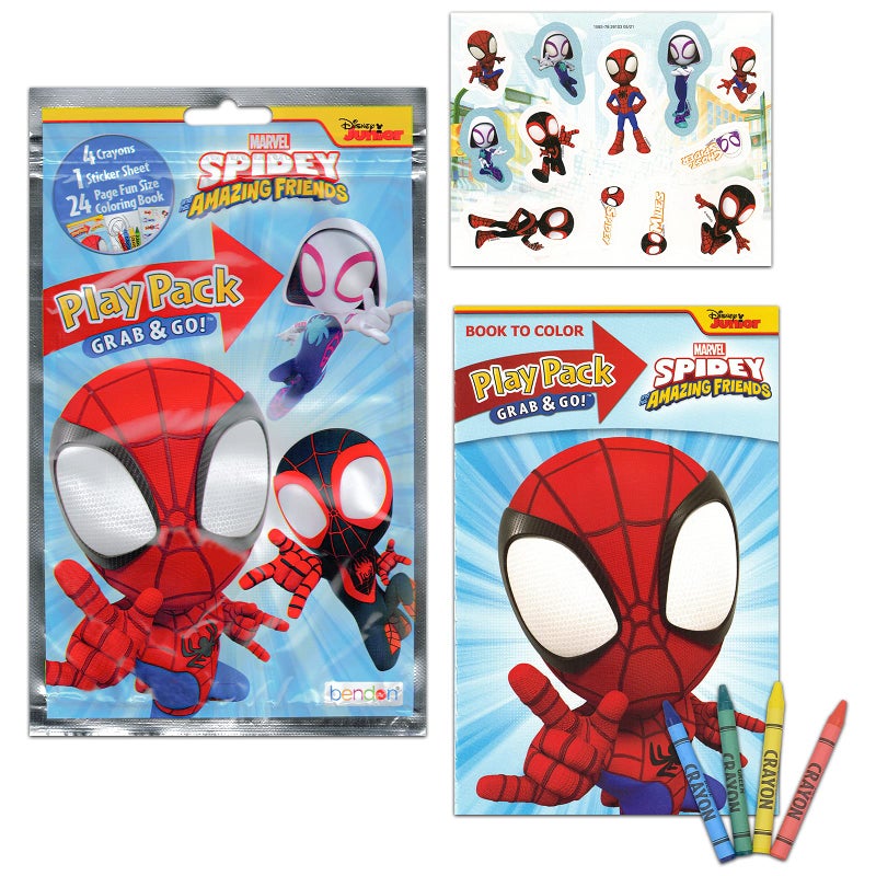 Marvel Spidey and His Amazing Friends Birthday Party Favors and Supplies for Kids ~ Bundle with 6 Spidey Activity Play Packs for Boys and Girls with Mini Coloring Book, Stickers, and More - Image 2