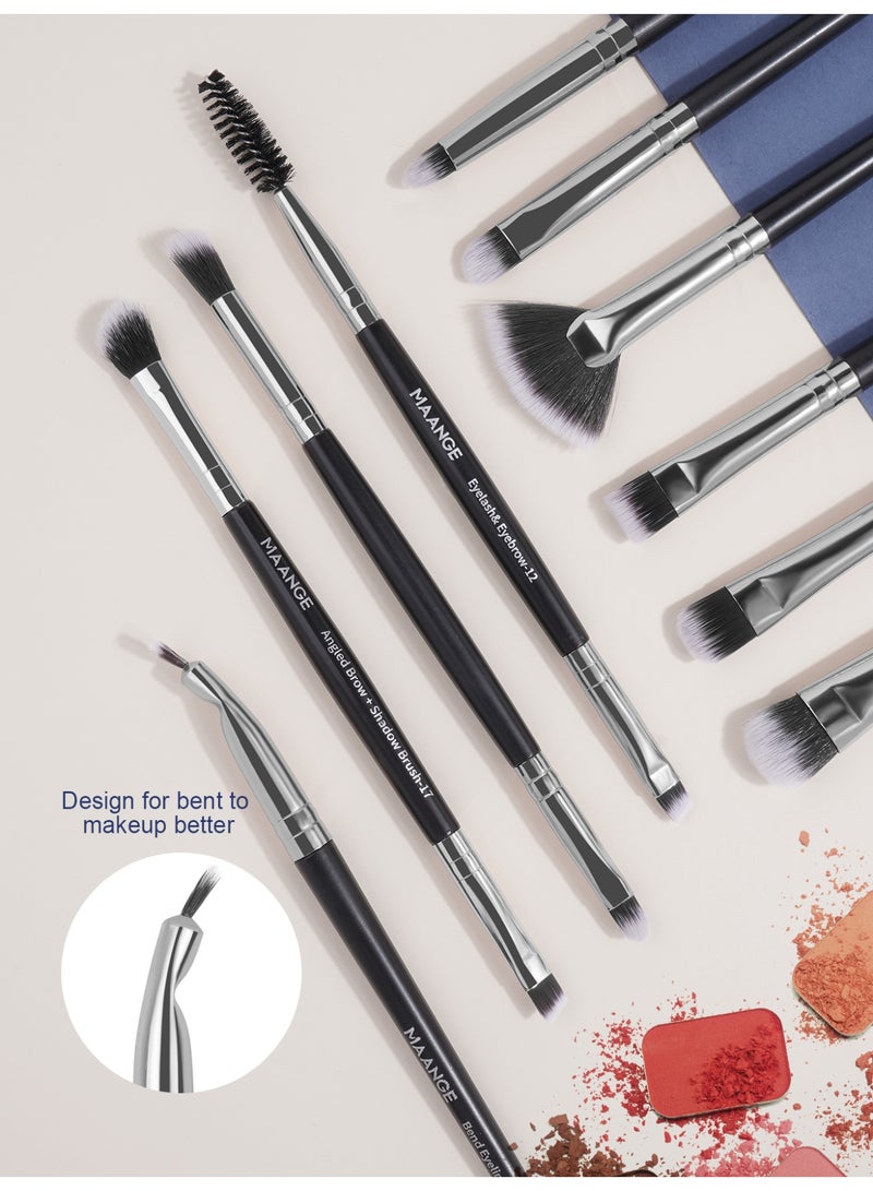 مانجي فرشاة ماكياج ، 20PCS قسط مستحضرات التجميل فرشاة مجموعة لمزج الأساس أحمر الخدود مخفي ظلال العيون ، شعيرات الألياف الاصطناعية الخالية من القسوة ، أدوات ماكياج السفر ، أسود / فضي - Image 4