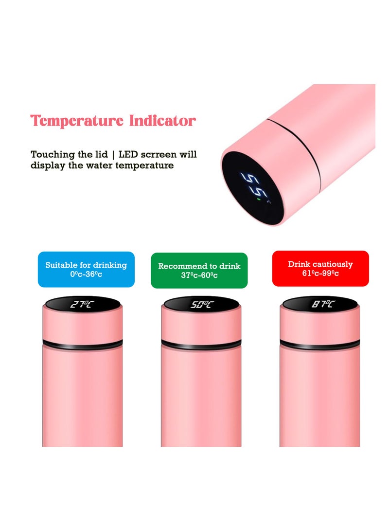 Bright Home Temperature Display Vacuum Insulated Water Bottle (500ML) Mug with LED Temperature Leak Proof Hot & Cold for 12 Hours Thermos Perfect for Campaign Travelling (Pink) - Image 5