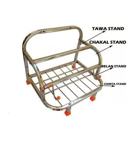 D.k 11® Stainless Steel tawa chakla Belan Chimta Stand, Rolling Pin Board Holder Wall mount Stand Durable Chakla Holder for Kitchen, 4in1 Kitchen Accessories Items - Image 4
