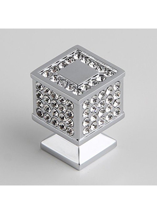 Shile Crystal Cabinet Dresser Knob Square Diamond Drawer Door Cabinet Knobs Pull Handles for Home Office Silver 43237-2 - Image 2