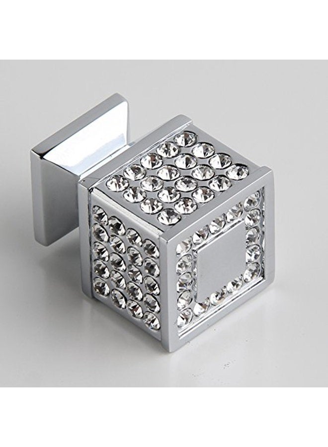 Shile Crystal Cabinet Dresser Knob Square Diamond Drawer Door Cabinet Knobs Pull Handles for Home Office Silver 43237-2 - Image 3