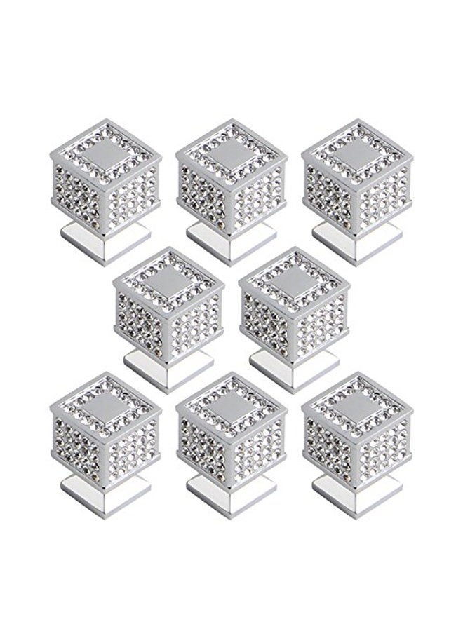 Shile Crystal Cabinet Dresser Knob Square Diamond Drawer Door Cabinet Knobs Pull Handles for Home Office Silver 43237-2 - Image 1