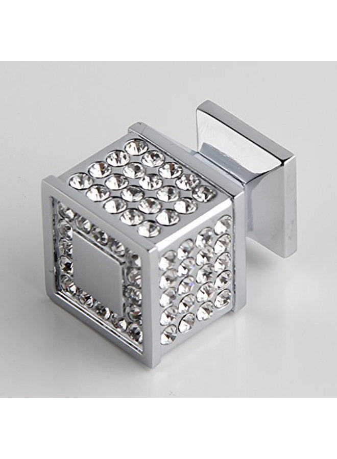 Shile Crystal Cabinet Dresser Knob Square Diamond Drawer Door Cabinet Knobs Pull Handles for Home Office Silver 43237-2 - Image 4