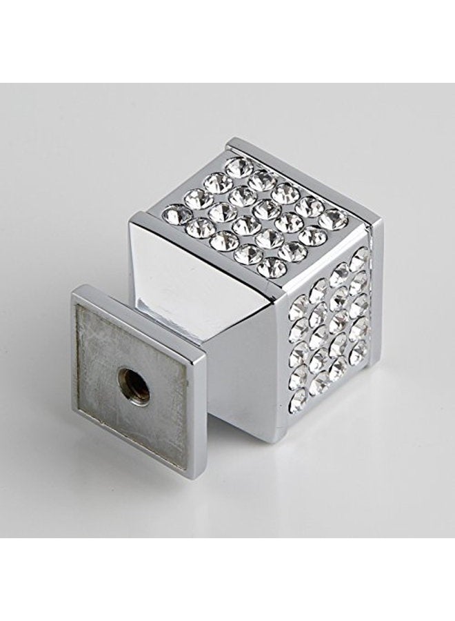 Shile Crystal Cabinet Dresser Knob Square Diamond Drawer Door Cabinet Knobs Pull Handles for Home Office Silver 43237-2 - Image 5