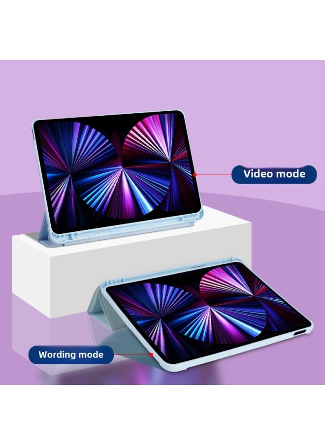Generic - For Ipad10 Generation 10.9 Protective Case All-inclusive Anti-drop Case IPad10.2 Protective Case Pro11 Silicone Soft Case-Color:Solid Color Pen Slot White Ice Blue-Applicable Model:ipad 10 Generatio - Image 1