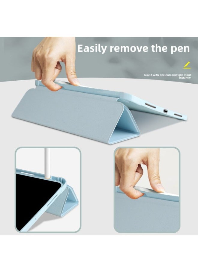 Generic - For Ipad10 Generation 10.9 Protective Case All-inclusive Anti-drop Case IPad10.2 Protective Case Pro11 Silicone Soft Case-Color:Solid Color Pen Slot White Ice Blue-Applicable Model:ipad 10 Generatio - Image 1
