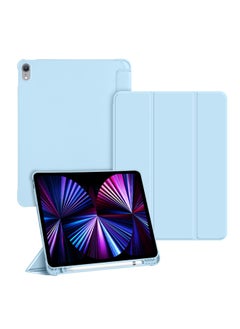 For Ipad10 Generation 10.9 Protective Case All-inclusive Anti-drop Case IPad10.2 Protective Case Pro11 Silicone Soft Case-Color:Solid Color Pen Slot White Ice Blue-Applicable Model:ipad 10 Generatio