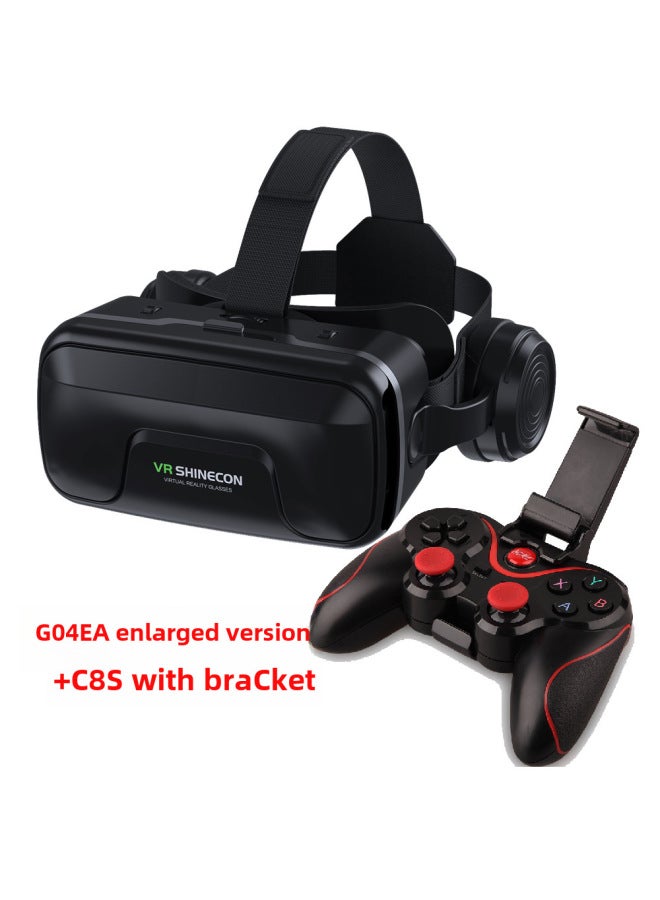 Vrshinecon Vr Glasses Phantom 6th Gen G04e Earphone Version Mobile 3d Virtual Reality Helmet Large Screen 7-Color:G04EA Plus Version + C8S With Bracket - Image 1