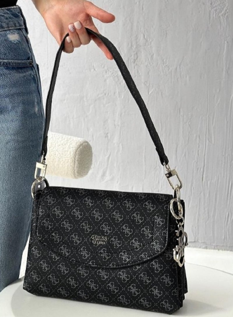 GUESS Black Printed Shoulder Bag  - Image 4