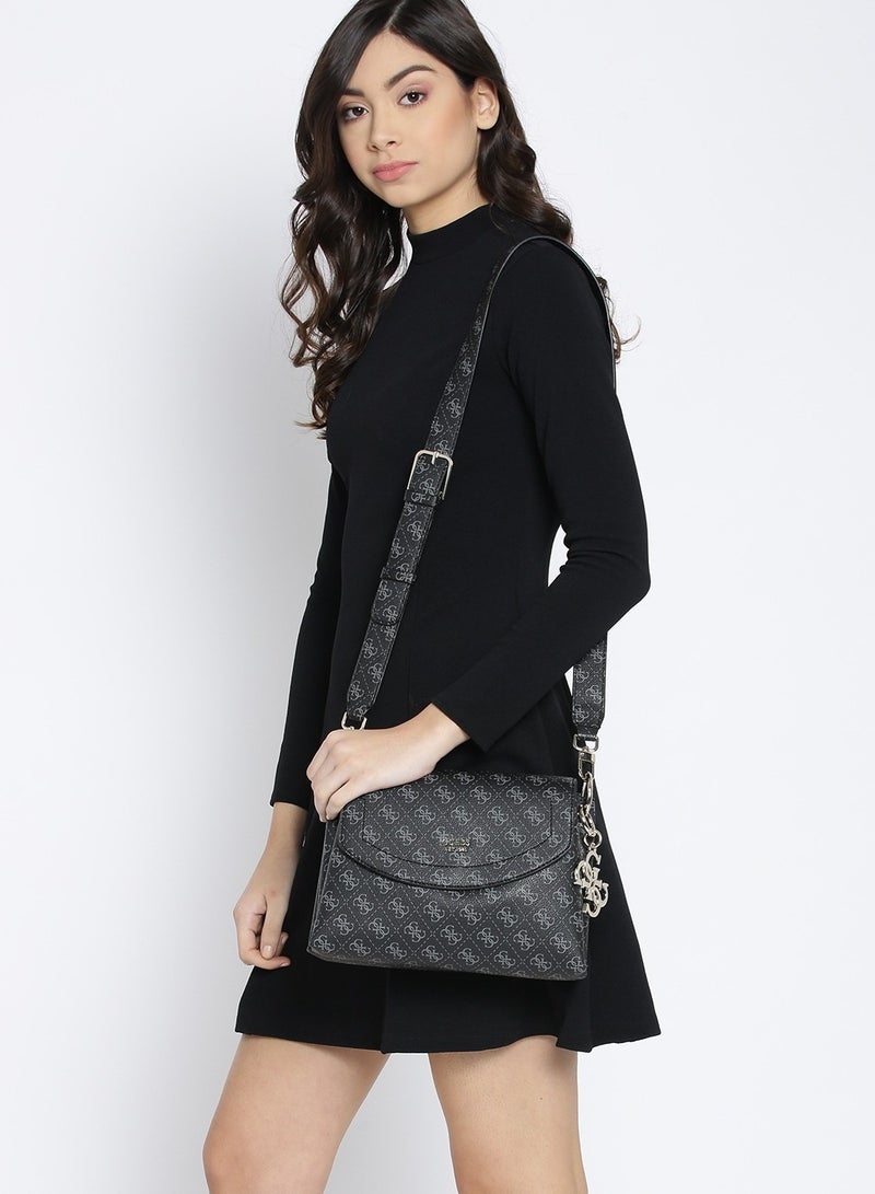 GUESS Black Printed Shoulder Bag  - Image 5