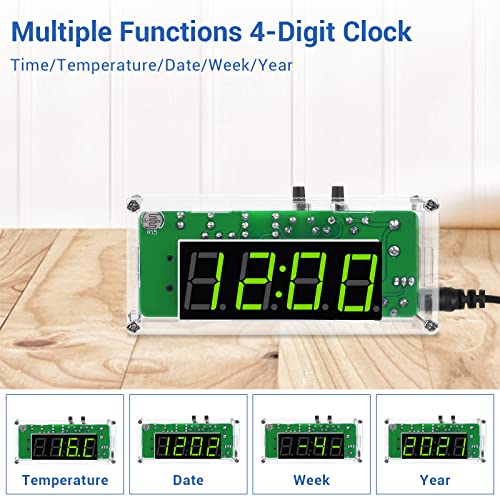 MiOYOOW TJ-56-428 4-Digit Digital DIY Clock Kits with Acrylic Shell, DIY Alarm Clock Soldering Practice Kit for Students and DIYers, DIY Electronics Kit for Learning Electronics - Image 4