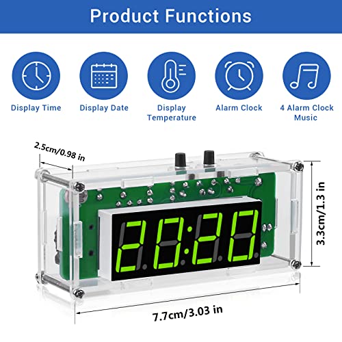 MiOYOOW TJ-56-428 4-Digit Digital DIY Clock Kits with Acrylic Shell, DIY Alarm Clock Soldering Practice Kit for Students and DIYers, DIY Electronics Kit for Learning Electronics - Image 3