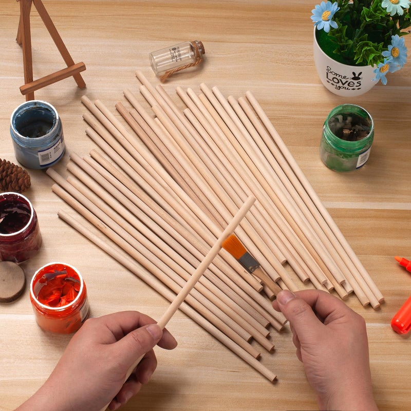 Coowayze Wooden Dowel Rods Wood Dowels for Crafts,30 PCS 5/16 x 12 Wooden Sticks for Crafts, Round Macrame Dowels, Unfinished Hard Wood Sticks for Crafting, Arts and DIYers, Crafting, Tiered Cake Support - Image 3