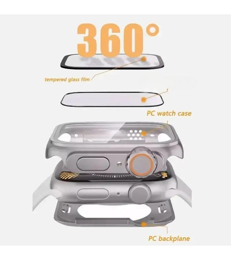 Tempered Film Protective Case Compatible With Apple Watch 46mm 42mm 45mm 44mm 41mm Titanium Hard PC Frame Ultra Appearance Shockproof Scratch Resistant - Image 4