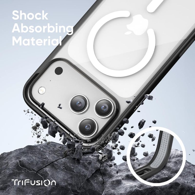 FLOLAB Surtect Tri-Fusion Magnetic for iPhone 17 Pro Case Protective Slim Design Magsafe Compatible Military Grade - Black Clear - Image 2