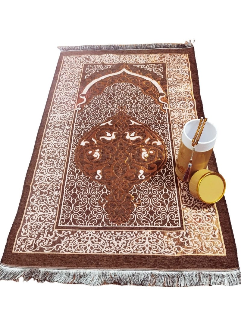 Huitich Embroidered Prayer Mat Set with Beads and Storage Box, Gold  - Image 3