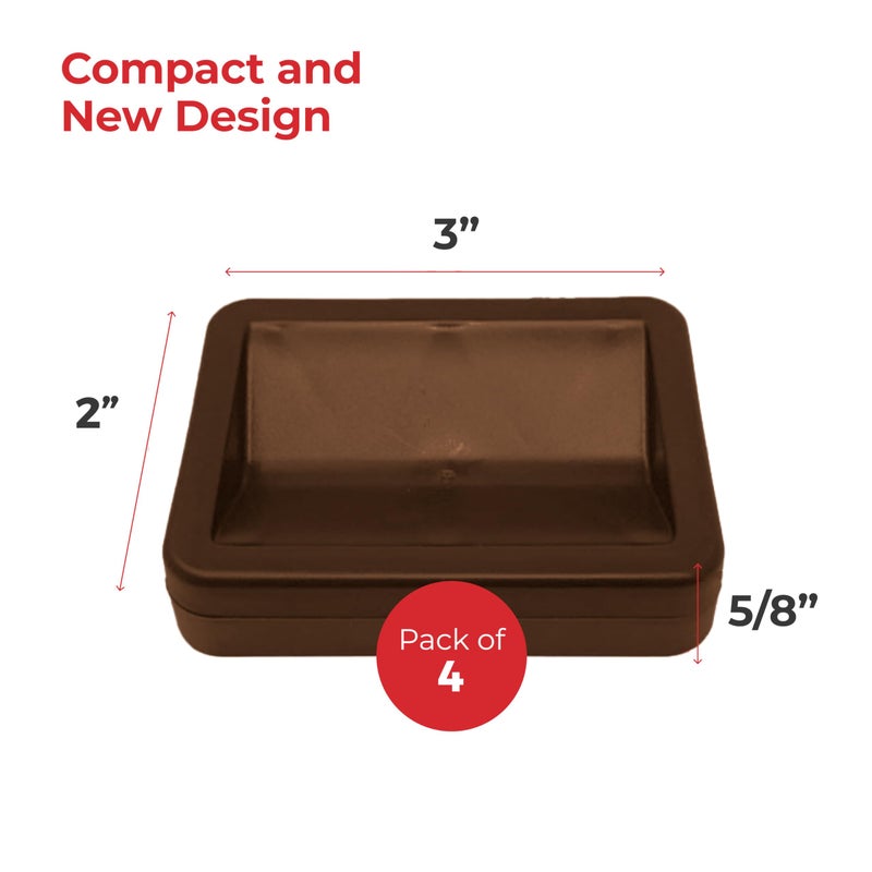 SlipToGrip Bed Stoppers to Prevent Sliding - Furniture Non Slip Grippers - Solid Rubber Caster Cups, Helps Protect Floors and Secures Beds, Sofas, and Tables - 4 Pack, Brown - Image 3