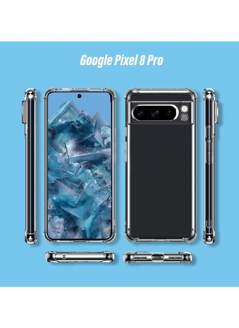 ELTRAZONE Case for Google Pixel 8 Pro Phone case, with 1 Piece Screen Protector, TPU Bumper Shockproof Silicone Fullbody Protective Case Cover for Google Pixel 8 Pro, Transparent - Image 4