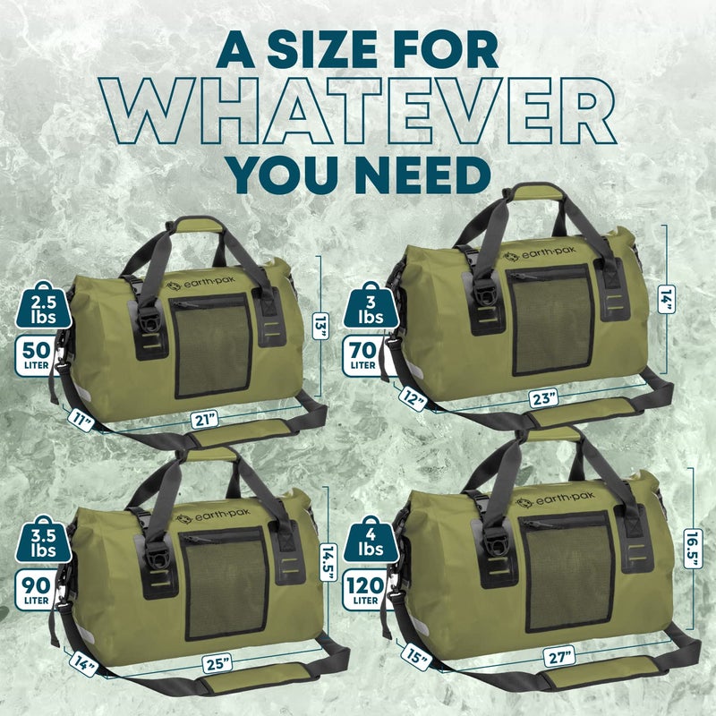 Earth Pak Earth Pak Waterproof Duffel Bag - Heavy Duty Motorcycle Dry Bag with Large Storage Space, Waterproof Duffle Bag Perfect for Traveling, Camping, Kayaking, Fishing & Canoeing Bag 50L/70L/90L/120L Sizes  - Image 2