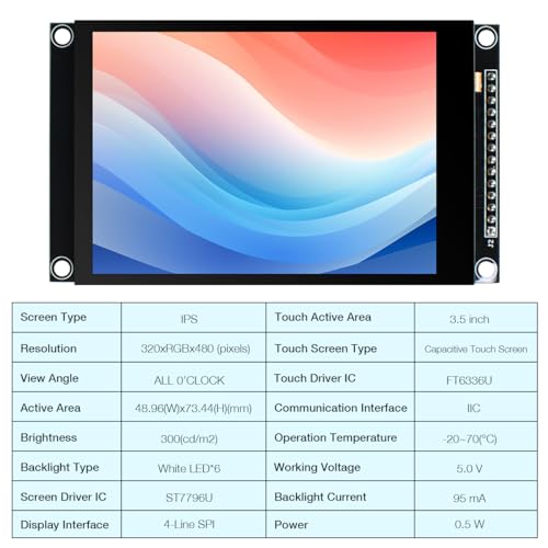 Hosyond 3.5 inch 320x480 IPS Capacitive Touch Screen LCD Module SPI Serial ST7796U Driver for Arduino R3/Mega2560 - Image 3