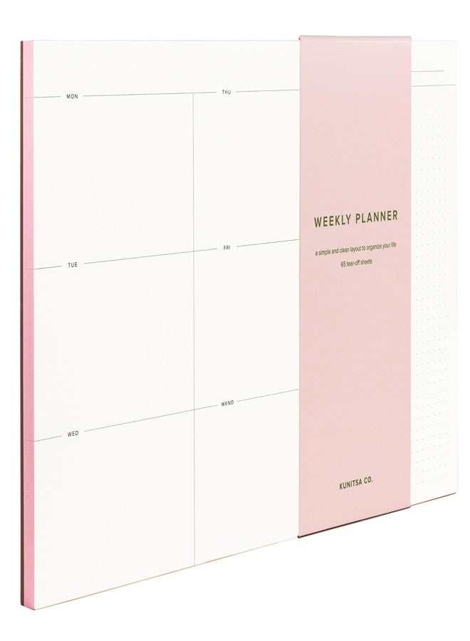 Kunitsa Co. Weekly To-Do List Notepad - Desk Pad for Work and Study, Pink, 11.7x8.3 Inches - Image 1