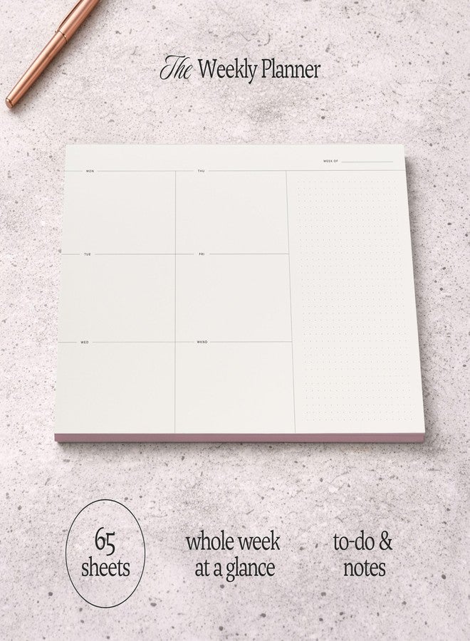 Kunitsa Co. Weekly To-Do List Notepad - Desk Pad for Work and Study, Pink, 11.7x8.3 Inches - Image 2