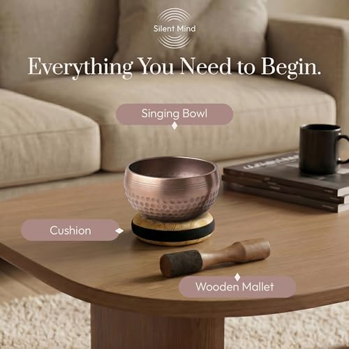 Silent Mind Tibetan Singing Bowl Set – Easy to Play & Beginner Friendly Meditation Bowl with Cushion & Mallet | Stress Relief & Mindfulness | Gift-Ready - Image 5