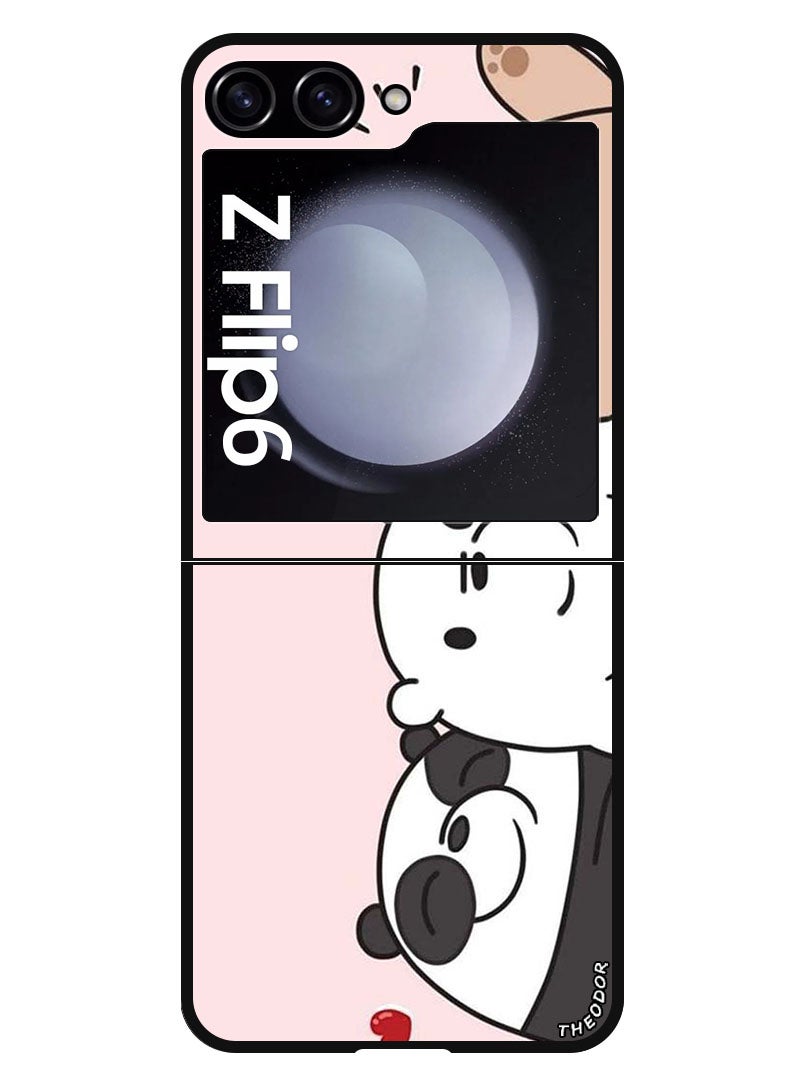 Theodor Protective Case Anti Scratch Shock Proof Bumper Cover For Samsung Galaxy Z Flip 6 Three Friends Panda - Image 1
