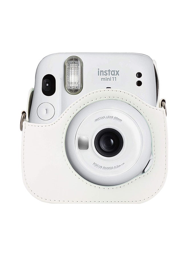 PU Leather Camera Cover for Fujifilm Instax Mini 11 Case Adjustable Strap White  - Image 5