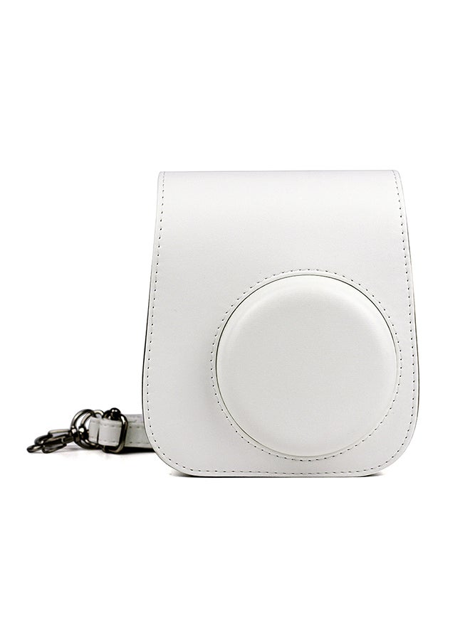 PU Leather Camera Cover for Fujifilm Instax Mini 11 Case Adjustable Strap White  - Image 3