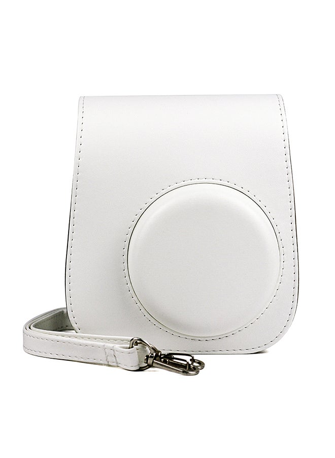 PU Leather Camera Cover for Fujifilm Instax Mini 11 Case Adjustable Strap White  - Image 4